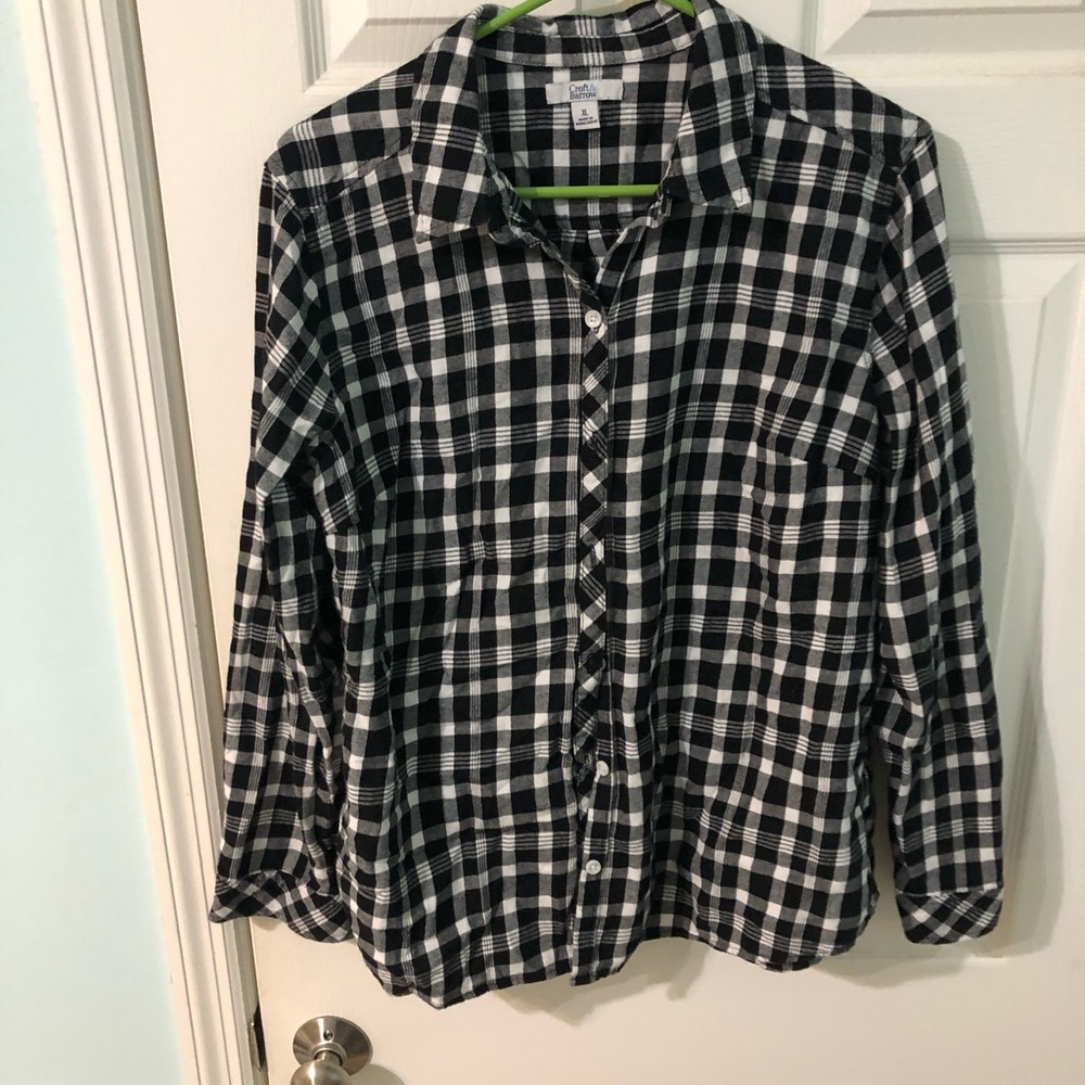 Croft & Barrow Black and White Checkered Shirt